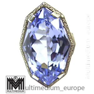 Grande anello in argento art deco topazio blu molato anni 30 silver blue topazio - Foto 1 di 4