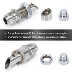 2x Exhaust Vacuum Scavenger Crank Case Vent CCV Kit Catch Can Vent Universal SS - Picture 1 of 11