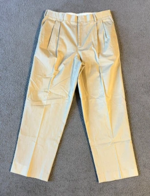 Pantalones de vestir chinos plisados de algodón caqui J. Peterman para hombre - talla 34R Foto 1 de 4