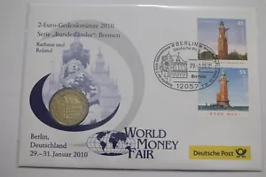 🧭 🇩🇪 GERMANY 2 EURO 2010 BREMEN COIN COVER B58 #45 BX12 - Picture 1 of 4