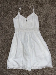 ABERCROMBIE & FITCH OFF WHITE CREAM SLEEVELESS DRESS SPAGHETTI STRAPS - SZ S - Picture 1 of 2