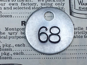Number 68 Tag Aluminum Metal Numbered Keychain Stamped Token Fob Check - Picture 1 of 1