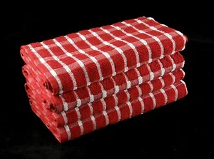 Extra Large Thick Jumbo Kitchen Tea Towels 50 x 80cm Chilli Red Pack Set of 2 - Foto 1 di 1