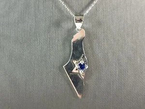 Sterling Silber jüdische Judaica Davidstern Israel Anhänger Halskette 3,4 g E3996 - Bild 1 von 4