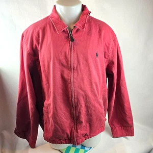 Polo Ralph Lauren Jacket Mens 2XL Red Bomber Collared Red Cotton Canvas Full Zip - Picture 1 of 10