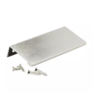 Rok 3-5/32" Finger Edge Pull Brushed Stainless Steel Door Drawer Cabinet Handle - Picture 1 of 6