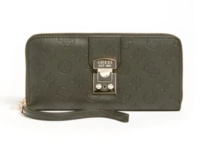 GUESS CARLSON Large Zip Around Schwarz, Damen-Geldbörse Portemonnaie Wallet - Bild 1 von 4