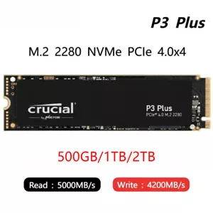 Crucial P3 Plus 500GB 1TB 2TB M.2 SSD PCIe 4.0 NVMe Internal  Solid State Drive - Picture 1 of 9