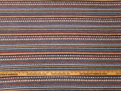 Tela Covington NIXIE LAGUNA Rojo Azul Amarillo Rayas Diseñador Cortinas Uph Foto 1 de 4