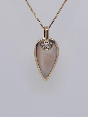 Colgante Kabana Oro Rosa 14k Madreperla Rosa Y Diamante Con Cadena 3.4 Gr Foto 1 de 4