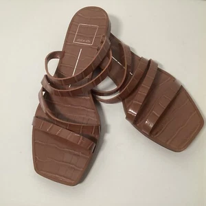 Dolce Vita Brown Leather Slip On Slide Sandals Women's Size 10 Izabel Minimalist - Picture 1 of 13
