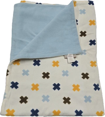 Manta polar Dwell Studio Target bebé niño marrón azul dorado amarillo signo X Plus Foto 1 de 4