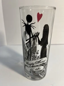 RARE Disney Nightmare Before Christmas Jack & Sally Black Silhouette Glass - Picture 1 of 5