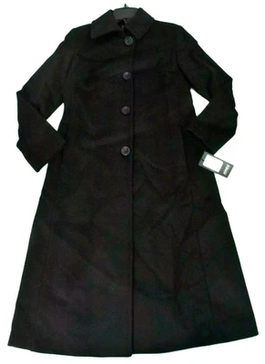 Jones New York Mujer Abrigo Largo Lana Chaqueta Nuevo Talla 2P Negro Abrigo Sólido Foto 1 de 4