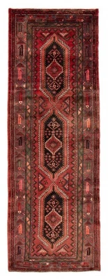 Alfombra de corredor tradicional oriental de lana 3'6" x 9'10" vintage anudada a mano Foto 1 de 4