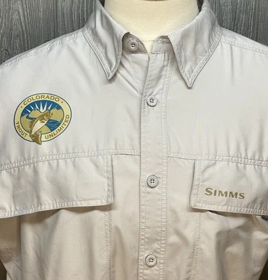 Simms Fishing Men's Long Sleeve Brown Button Up Size XL Colorado Rip Stop Vent - Image 1 of 4