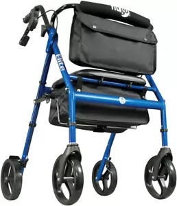 Foldable Rollator Wheeled Walker Portable with Seat Adjustable Storage Bag Blue - Picture 1 of 2