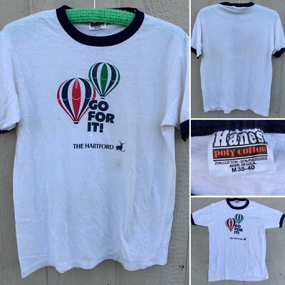 vintage Go for it! The Hartford t-shirt ringer tee made in USA size M 38-40 80s - Image 1 of 4