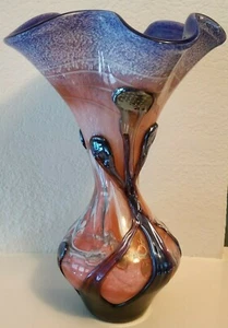 Glass Vase 11.75" Tall by Verrerie D'art - Decorative Art Glass! - Picture 1 of 6