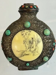 Preciosa botella de tabaco antigua china mongola de colección ¡muy rara! - Imagen 1 de 5