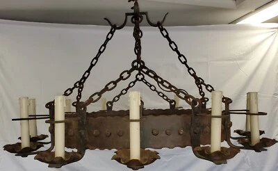 CANDELABRO FRANCÉS SIGLO XIX HIERRO 12 LUCES GÓTICO MEDIEVAL ANTIGUO VINTAGE Foto 1 de 4