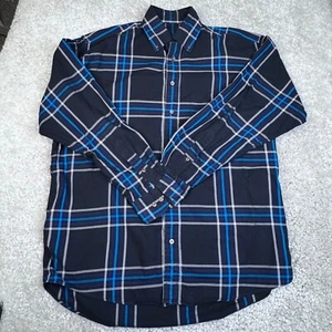 Camicia Burberry London blu navy a quadri con bottoni davanti manica lunga uomo XXL - Foto 1 di 6