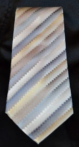 VAN HEUSEN Gray Blue Tan Brown Pixel Stripe Pattern Neck Tie 100% Silk Handmade - Picture 1 of 3