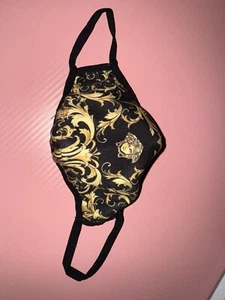 Versace Maschera Viso Donna Nero Oro Riutilizzabile Stampa Barocco Panno Taglia Unica - Foto 1 di 2