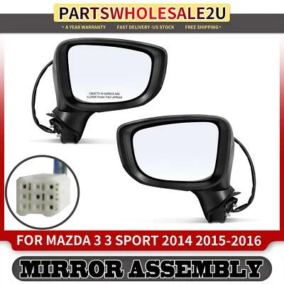 2pcs Power Mirror Turn Signal Manual Fold for Mazda 3 3 Sport 14-16 Japan Built Foto 1 de 4