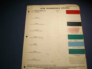 1958 Olds Oldsmobile automotive car DuPont color paint chips set - used - Picture 1 of 3