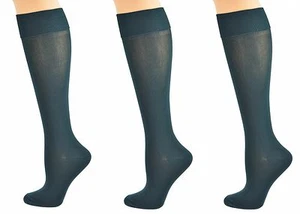 Sierra Socks Girls' School College Uniform Nylon Knee High 3 Pack Dress Socks - Picture 1 of 21