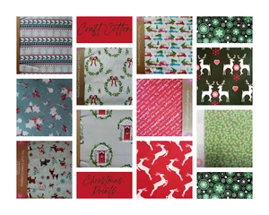 Craft Cotton Christmas Print Fabric FQ & 1/2m 100% cotton Traditional Stags Dogs - Picture 1 of 13