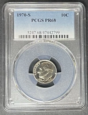 1970-S Proof Roosevelt Dime PCGS PR-68, Buy 3 Items, Get $5 Off!! - Image 1 of 2
