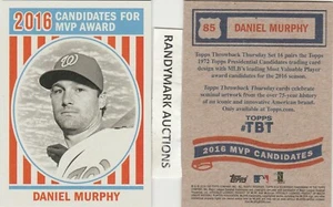 Daniel Murphy NATIONALS TOPPS 2016 THROWBACK MVP CANDIDATES TBT 85 SP 540 - Picture 1 of 3