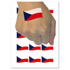 Czech Republic with Waving Flag Cute Temporary Tattoo Water Resistant Set