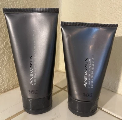 Avon ANEW Gel de Barbear Protetor Masculino 5 oz e 2 em 1 Bálsamo Pós-Barba 3,4 oz NOVO - Imagem 1 de 2