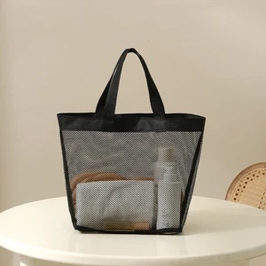 Zipper Hollow Out Handbag PVC Swimming Tote Bag Sport Mesh Beach Bag Men - Picture 1 of 12