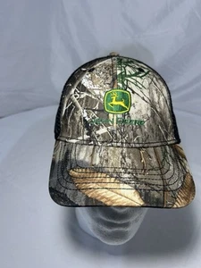 John Deere Women's camo Strap back hat pink inner seam and a ponytail pocket  - Picture 1 of 8