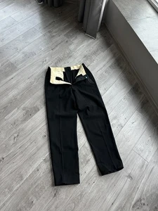Antique vintage 1930s 1940s black wool work High Waist men's pants Size: M - Picture 1 of 24