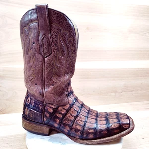 Corral Vintage Natural Caiman Cowboy Boots Mens 12 D Brown Exotic Western - Picture 1 of 12