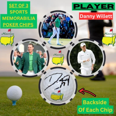 2016 Masters Danny Willett Scott 3 Poker Chip Set With Signature - Image 1 of 2