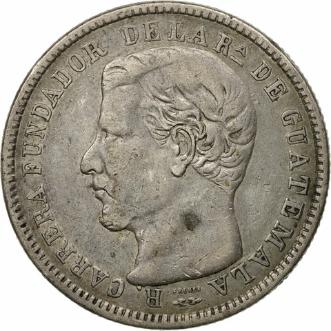 [#435487] Coin, Guatemala, 4 Reales, Cuatro, 1867, EF, Silver, KM:144 Cover