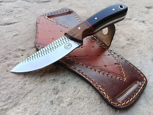HANDFORGED CUSTOM HUNTING COWBOY SKINNER KNIFE WITH HORN AND WOOD HANDLE&SHEATH - Picture 1 of 4