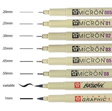 Sakura 30067 8-Piece Pigma Micron, Graphic & Brush Pen Set, Black