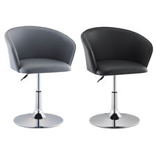 1pc Barstool Faux Leather Seat Stool Metal Base Adjustable Swivel Salon Chair