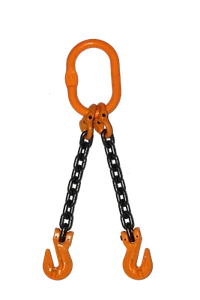 3/8" x 6' ft Grade 100 2 Leg Lifting Chain Sling w/ Grab Hooks D Ring Attachment - Picture 1 of 3