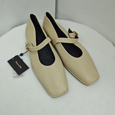 Massimo Dutti Cream Ballerina Flats Size 11 EU 42 Leather Shoes - Image 1 of 4