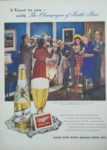 1949 vintage Miller Beer print ad. Post World War II. Burning the Mortgage - Picture 1 of 1