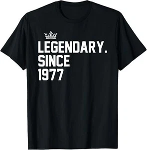 Retro Legendary Since 1977 48th Birthday 48 Year Old T-Shirt Hoodie - Picture 1 of 11