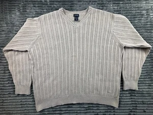 Vintage IZOD 100% Baumwolle Haferflocken/Hellbraun Zopfmuster Pullover Gr. XL Grobstrick - Bild 1 von 18